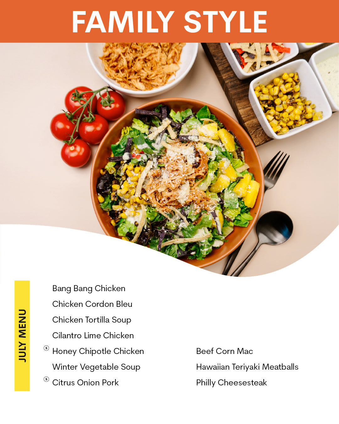 July Menu (Family Style)