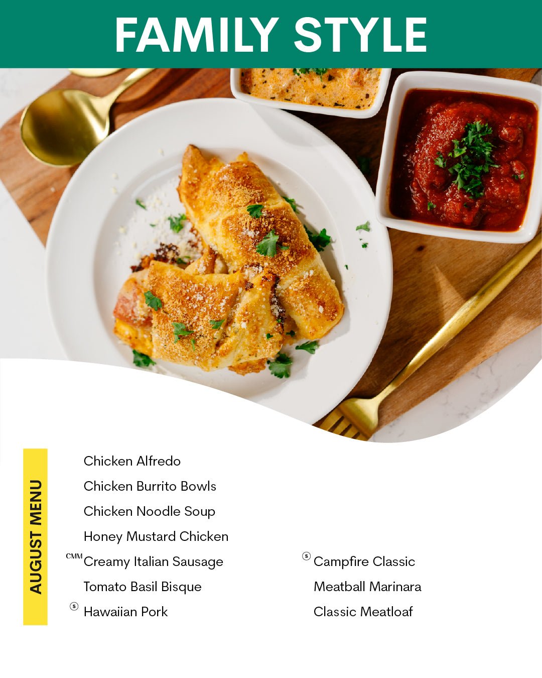 August Menu (Family Style)