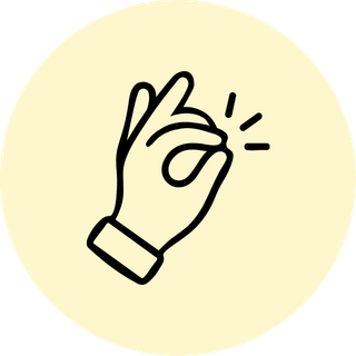 A minimalist line art illustration of a hand on a solid pale yellow background.