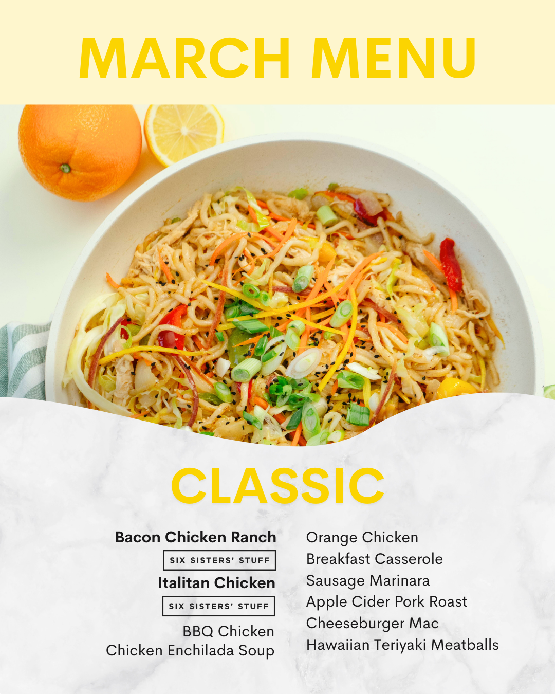 March Classic Menu - Beehive Meals