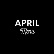 Text 'APRIL Menu' on a black background